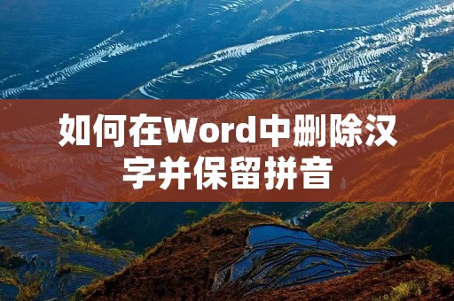 如何在Word中删除汉字并保留拼音