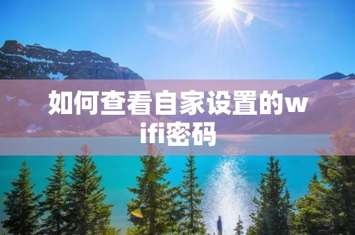 如何查看自家设置的wifi密码