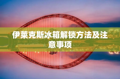 伊莱克斯冰箱解锁方法及注意事项
