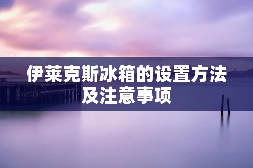 伊莱克斯冰箱的设置方法及注意事项