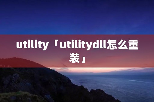 utility「utilitydll怎么重装」