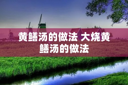 黄鳝汤的做法 大烧黄鳝汤的做法
