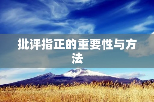 批评指正的重要性与方法