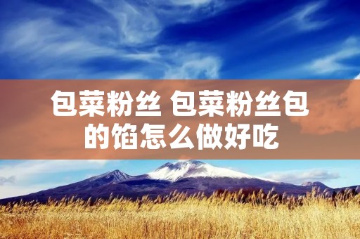 包菜粉丝 包菜粉丝包的馅怎么做好吃
