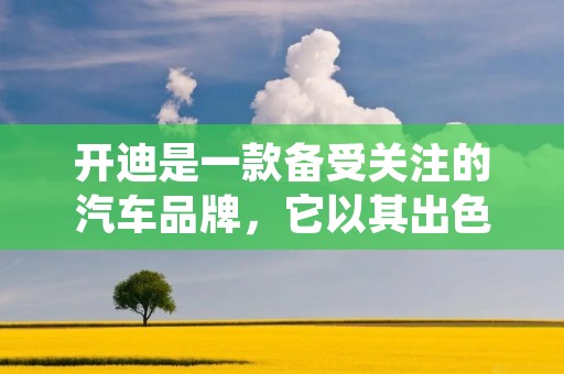 开迪是一款备受关注的汽车品牌，它以其出色的性能、时尚的外观和舒适的内饰而闻名。无论是城市通勤还是长途旅行，开迪都能为驾驶者带来愉悦的驾驶体验。下面将详细描述开迪的各个方面，以帮助读者更好地了解这款汽车。