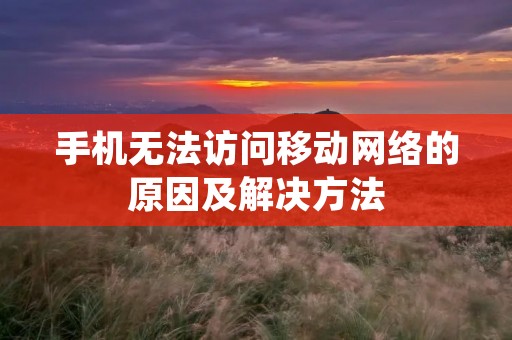 手机无法访问移动网络的原因及解决方法