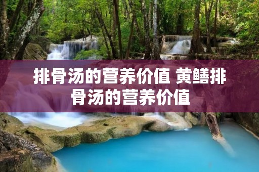 排骨汤的营养价值 黄鳝排骨汤的营养价值