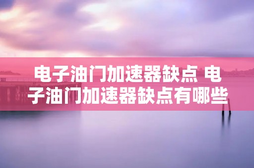 电子油门加速器缺点 电子油门加速器缺点有哪些