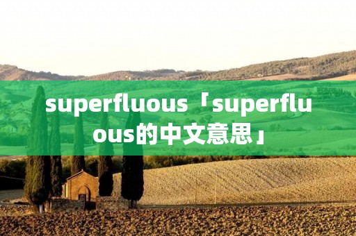 superfluous「superfluous的中文意思」