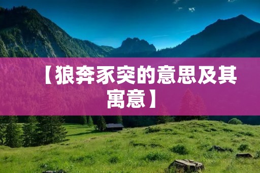 【狼奔豕突的意思及其寓意】
