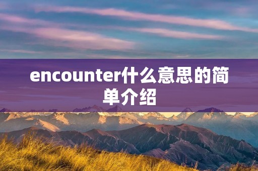encounter什么意思的简单介绍 encounter什么意思的简单介绍