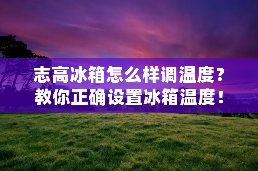 志高冰箱怎么样调温度？教你正确设置冰箱温度！