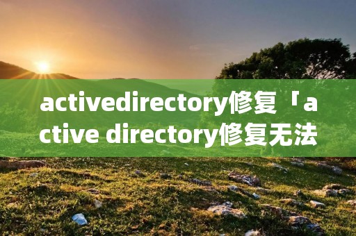 activedirectory修复「active directory修复无法进入系统」
