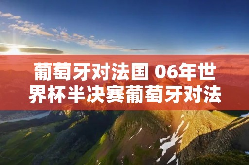 葡萄牙对法国 06年世界杯半决赛葡萄牙对法国 葡萄牙对法国 06年世界杯半决赛葡萄牙对法国