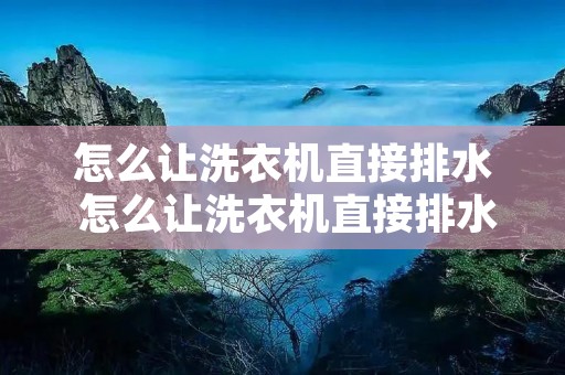 怎么让洗衣机直接排水 怎么让洗衣机直接排水 报错