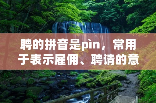 聘的拼音是pìn,常用于表示雇佣、聘请的意思。在现代社会中,人们通过聘用来满足各种需求,包括工作、婚姻、教育等方面。聘用是一种重要的社会行为,它不仅关乎个体的生活和发展,也涉及到组织的运行和发展。本文将从不同角度探讨聘用的意义、过程和影响。