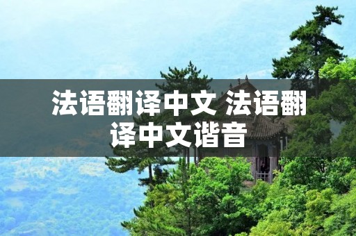 法语翻译中文 法语翻译中文谐音
