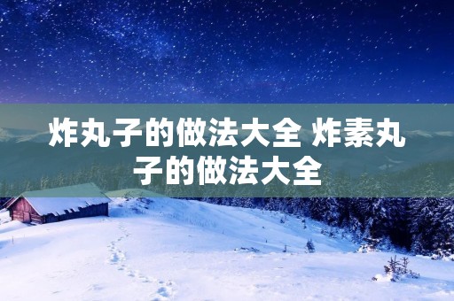 炸丸子的做法大全 炸素丸子的做法大全