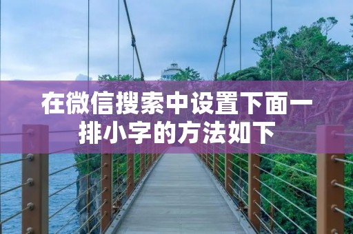 在微信搜索中设置下面一排小字的方法如下: