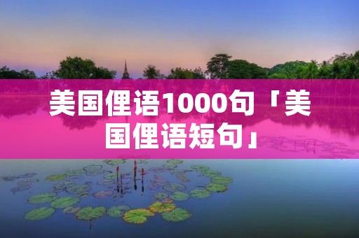 美国俚语1000句「美国俚语短句」
