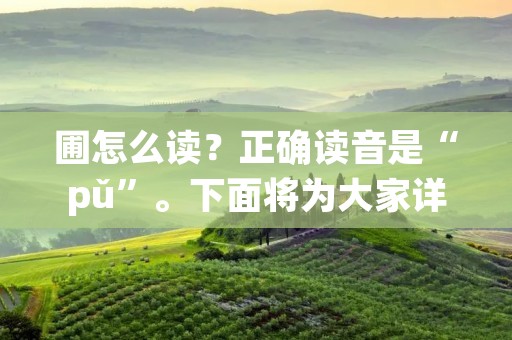 圃怎么读?正确读音是“pǔ”。下面将为大家详细介绍这个词。