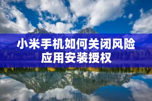 小米手机如何关闭风险应用安装授权