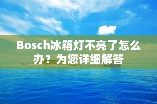 Bosch冰箱灯不亮了怎么办?为您详细解答 Bosch冰箱灯不亮了怎么办?为您详细解答