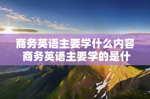 商务英语主要学什么内容 商务英语主要学的是什么
