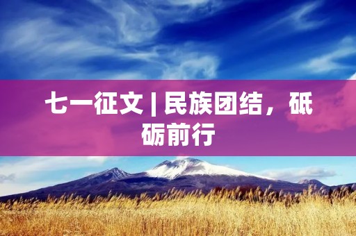 七一征文 | 民族团结,砥砺前行