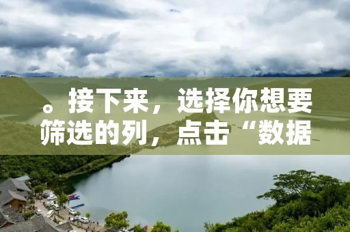 。接下来,选择你想要筛选的列,点击“数据”选项卡上的“筛选”按钮,然后选择“高级筛选”。 。接下来,选择你想要筛选的列,点击“数据”选项卡上的“筛选”按钮,然后选择“高级筛选”。