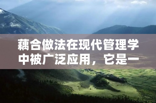 藕合做法在现代管理学中被广泛应用，它是一种综合利用不同学科或领域的理论和方法来解决问题的方**。本文将从理论基础、应用领域和实施步骤三个方面对藕合做法进行详细描述。