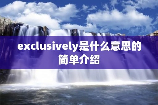 exclusively是什么意思的简单介绍