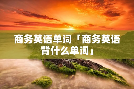 商务英语单词「商务英语背什么单词」