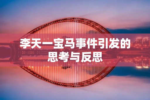 李天一宝马事件引发的思考与反思 李天一宝马事件引发的思考与反思