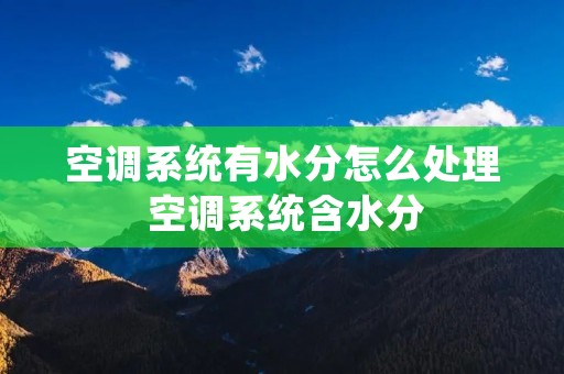 空调系统有水分怎么处理 空调系统含水分 空调系统有水分怎么处理 空调系统含水分