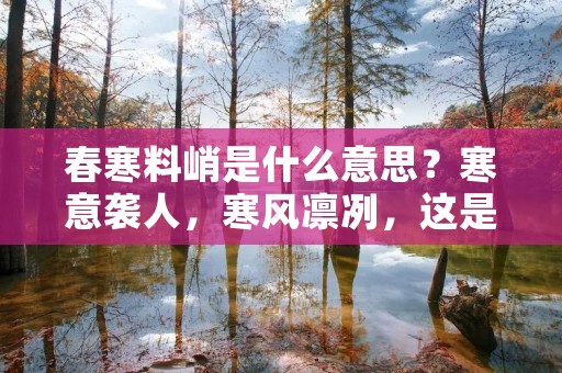 春寒料峭是什么意思?寒意袭人,寒风凛冽,这是形容春天气温依然寒冷的一种说法。春寒料峭既是对春天气温的描述,也可以引申为对人们心情的描绘。