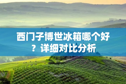 西门子博世冰箱哪个好？详细对比分析