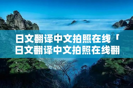 日文翻译中文拍照在线「日文翻译中文拍照在线翻译」