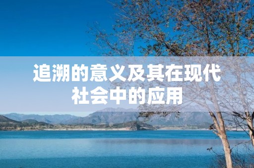 追溯的意义及其在现代社会中的应用