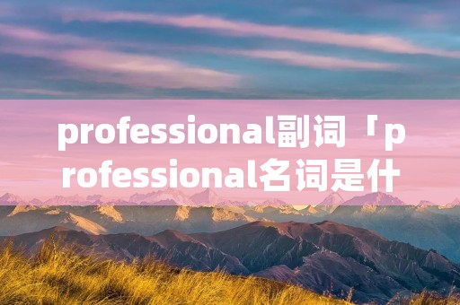 professional副词「professional名词是什么」