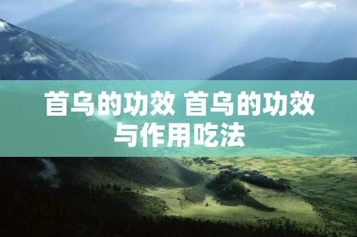 首乌的功效 首乌的功效与作用吃法