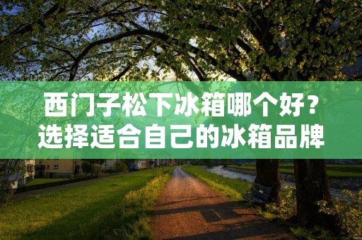 西门子松下冰箱哪个好?选择适合自己的冰箱品牌是每个家庭必须面对的问题。西门子和松下作为知名的家电品牌,其冰箱产品在市场上备受关注。本文将在不使用总结性话语的前提下,从不同的角度对比西门子和松下冰箱,以帮助消费者做出更明智的选择。 西门子松下冰箱哪个好?选择适合自己的冰箱品牌是每个家庭必须面对的问题。西门子和松下作为知名的家电品牌,其冰箱产品在市场上备受关注。本文将在不使用总结性话语的前提下,从不同的角度对比西门子和松下冰箱,以帮助消费者做出更明智的选择。