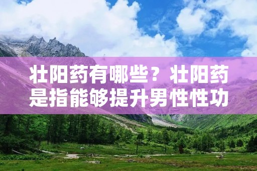 壮阳药有哪些?壮阳药是指能够提升男性性功能的药物,常用于治疗阳痿、早泄等性功能障碍。下面将详细介绍几种常见的壮阳药。