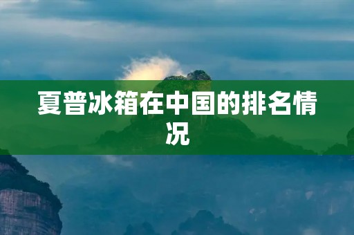 夏普冰箱在中国的排名情况