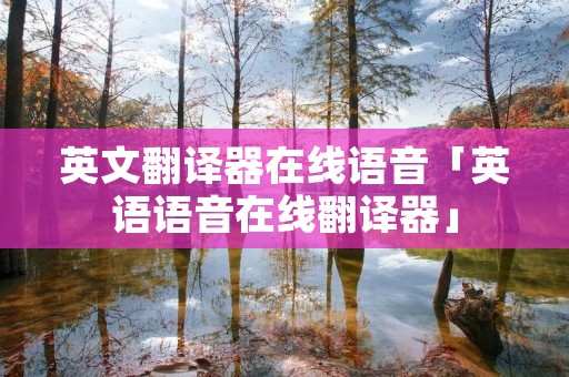 英文翻译器在线语音「英语语音在线翻译器」