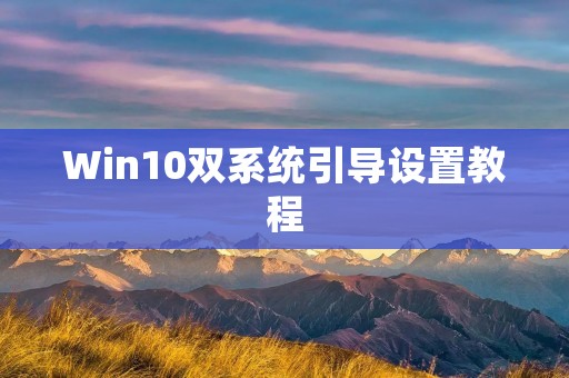 Win10双系统引导设置教程:如何实现双系统启动