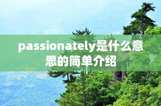 passionately是什么意思的简单介绍