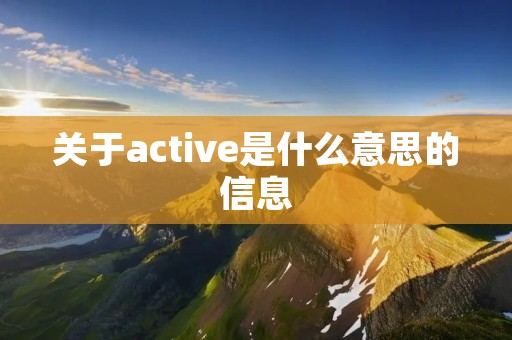 关于active是什么意思的信息