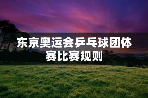 东京奥运会乒乓球团体赛比赛规则