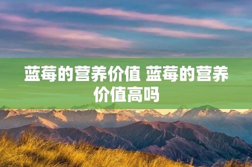 蓝莓的营养价值 蓝莓的营养价值高吗